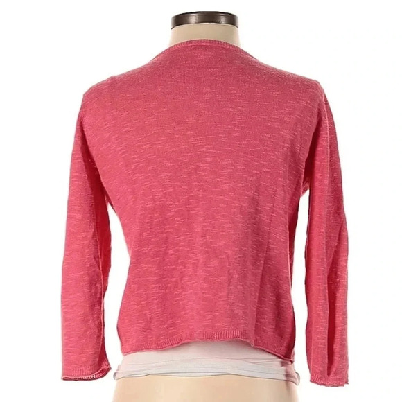 Eileen Fisher V-Neck Linen Cotton Blend Pink Button Down Cardigan Size Petite S - Picture 2 of 3